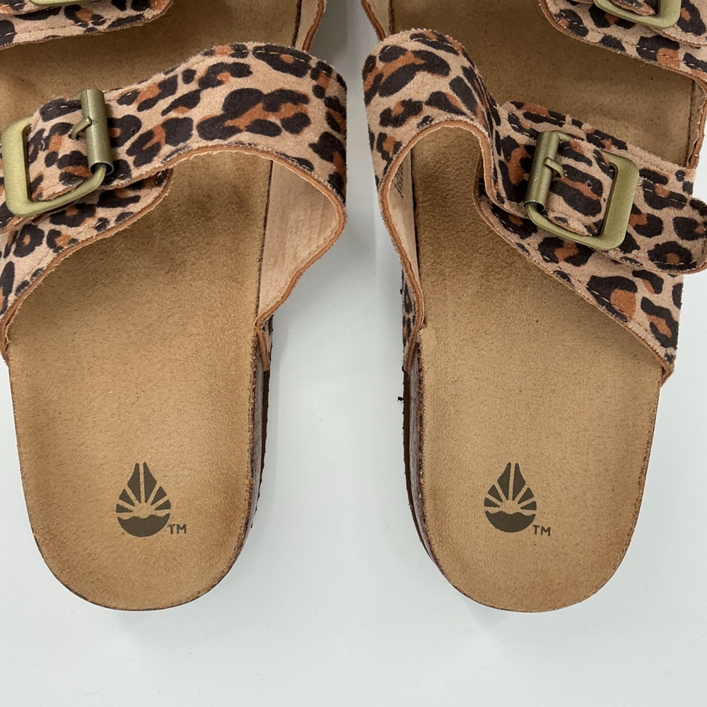 Leopard Print Double Buckle Slide Academy Sandals - Women's - Picture 4 of 9